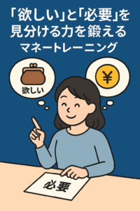 欲しいものと必要なものを見分ける力を鍛えるマネートレーニングをイメージしたイラスト